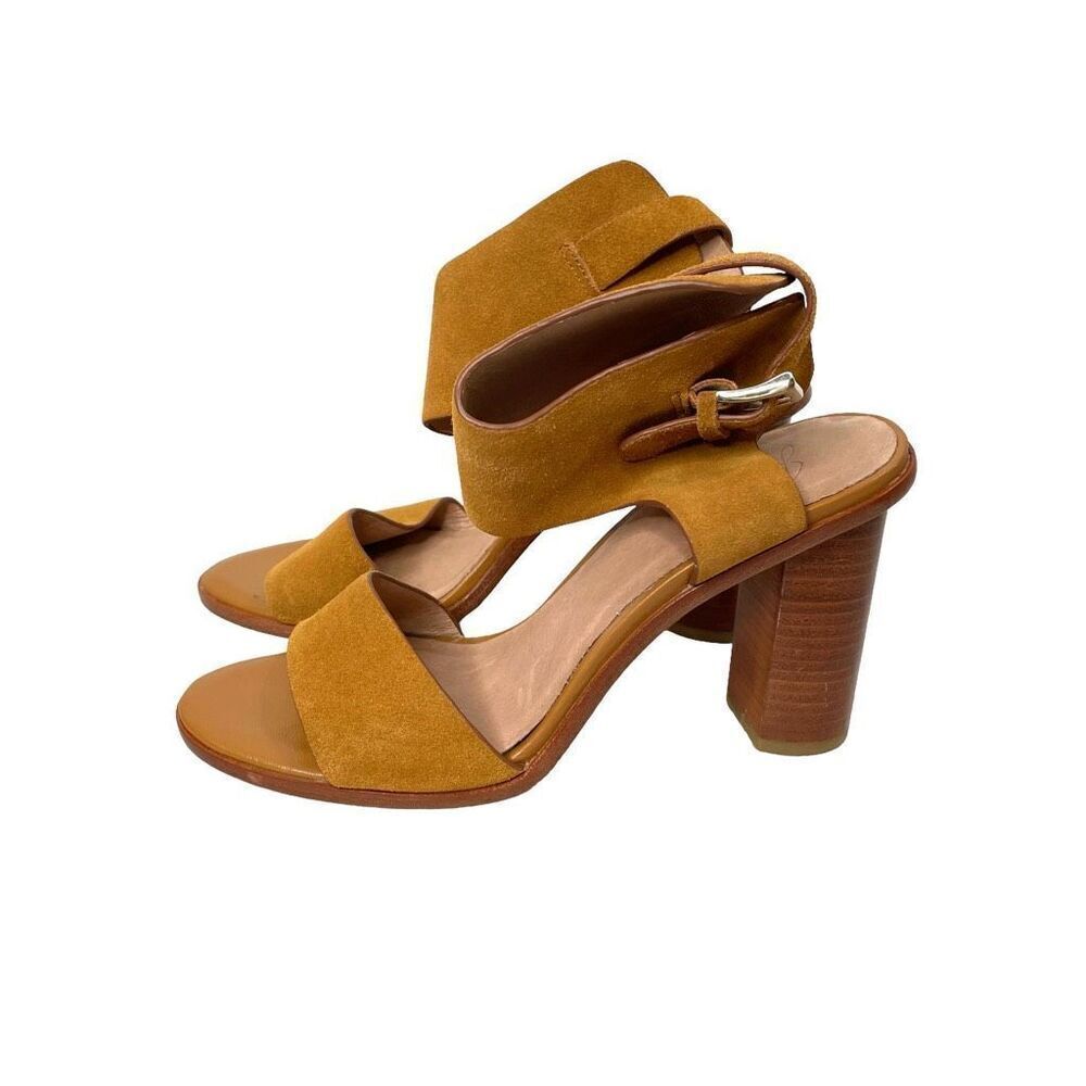 Joie suede mustard yellow ankle strap heels sandals Size‎ 39.5